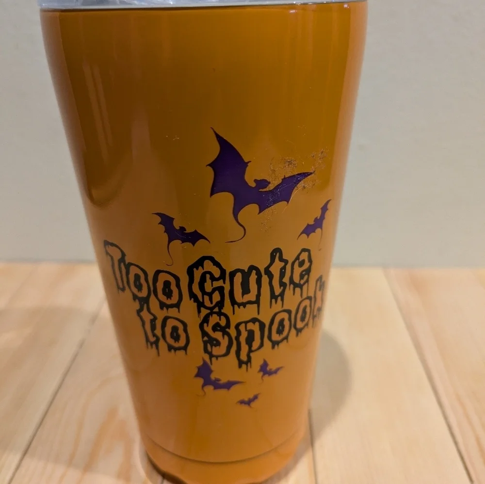 Orange Tumbler with Baby Yoda Design 12 Oz